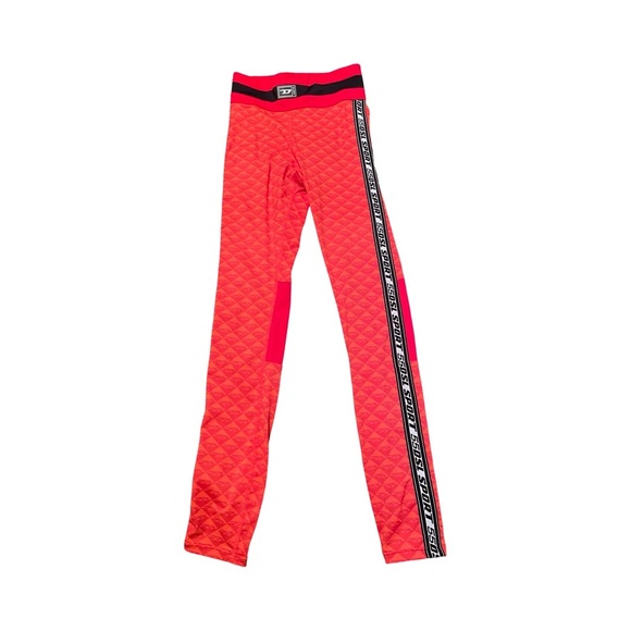Diesel Sport Leggings/ Activewear Tomato Red Logo Leggings w/ Mesh Size XXS NWOT - Picture 1 of 6